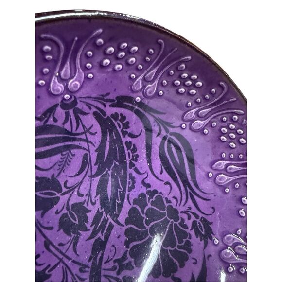 Handmade Ceramic Bowls - Set of 2 Hand painted Turkish Pottery Purple Black - Picture 12 of 12